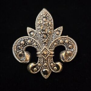 Vintage Rhinestone Fleur-de-lis Brooch